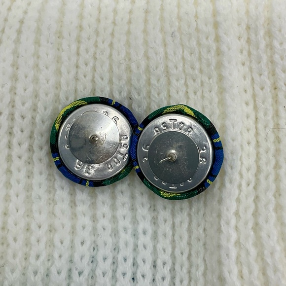 Vintage Plaid Tartan Circle Stud Earrings - Picture 4 of 4